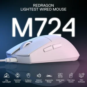Redragon K1NG M724 Wired Gaming Mouse white