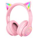 Onikuma B90 RGB Cat Ear Bluetooth Gaming Headphone (Pink)