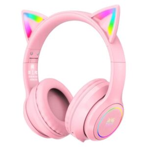 Onikuma B90 RGB Cat Ear Bluetooth Gaming Headphone (Pink)
